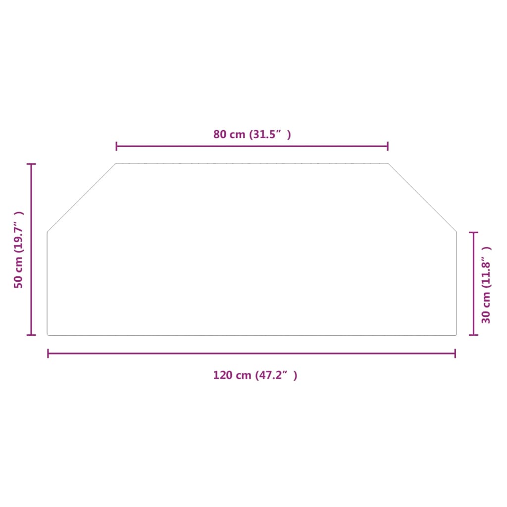 Placa de vidrio para chimenea hexagonal 120x50 cm