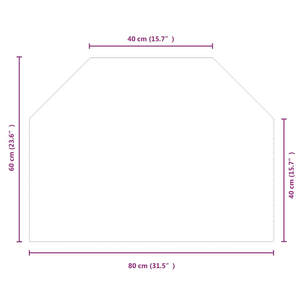 Placa de vidrio para chimenea hexagonal 80x60 cm