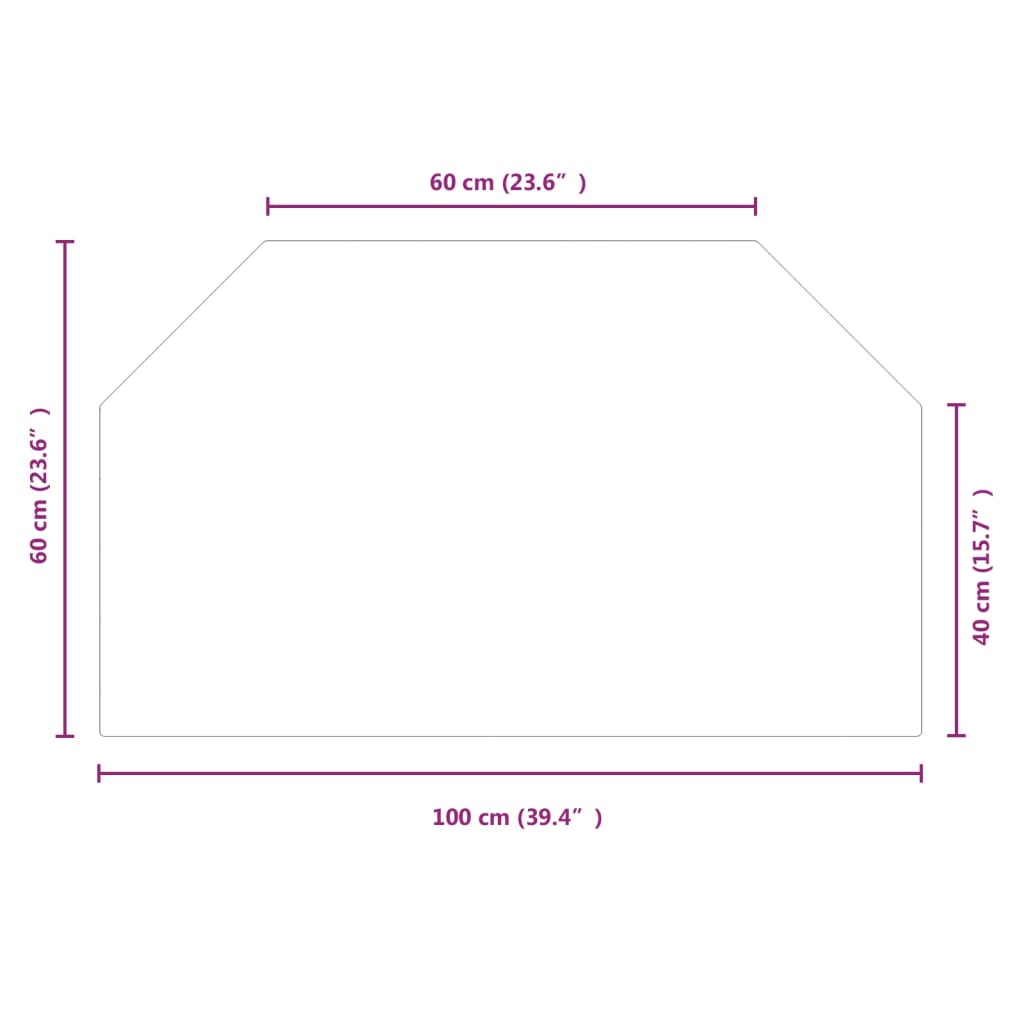 Placa de vidrio para chimenea hexagonal 100x60 cm