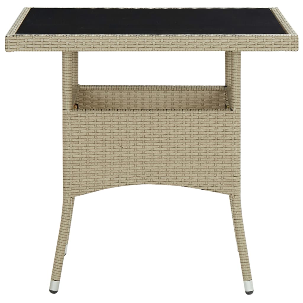 Mesa de comedor de jardín ratán sintético y vidrio beige vidaXL