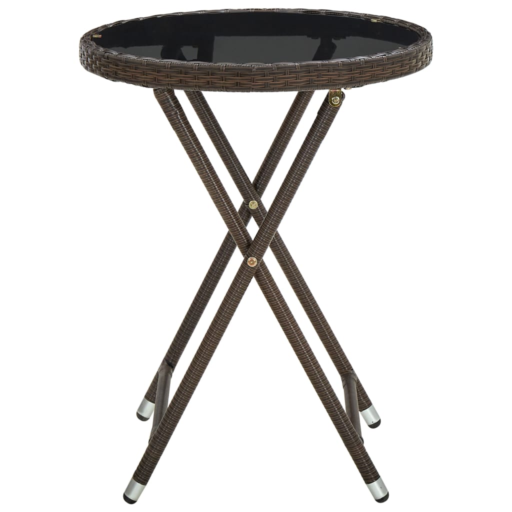 Synthetic Ratán Center Table and Brown Tempered Glass 60 cm