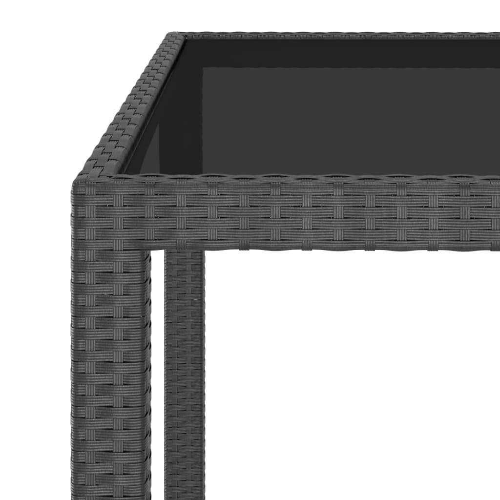 Mesa de jardín ratán sintético negro 90x90x75 cm