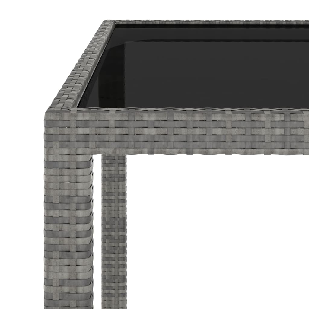 Mesa de jardín ratán sintético gris 90x90x75 cm