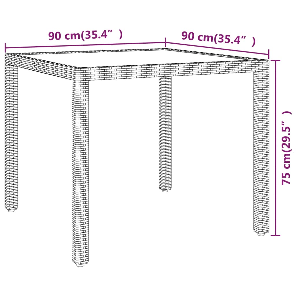 Beige Synthetic Garden Table 90x90x75 cm