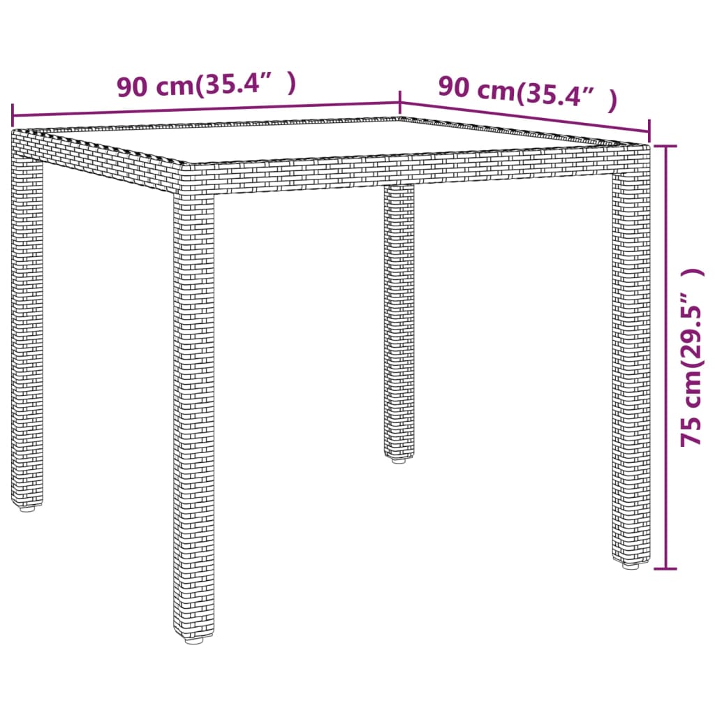 Black Synthetic Ratan Table 90x90x75 cm