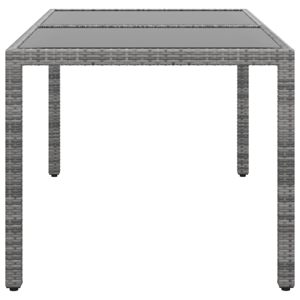 Mesa jardín vidrio templado ratán sintético gris 150x90x75 cm