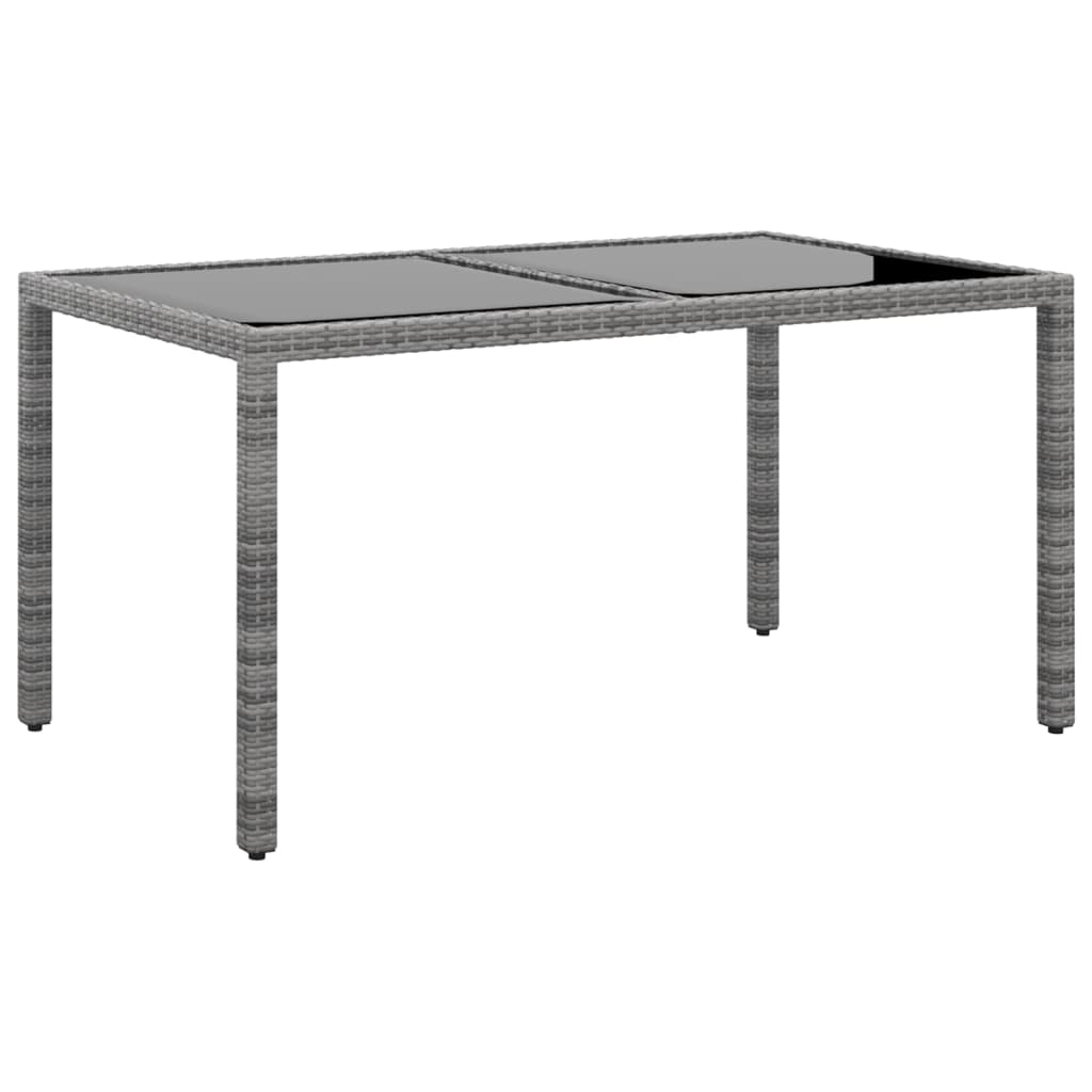 Vetonek Mesa jardín vidrio templado ratán sintético gris 150x90x75 cm