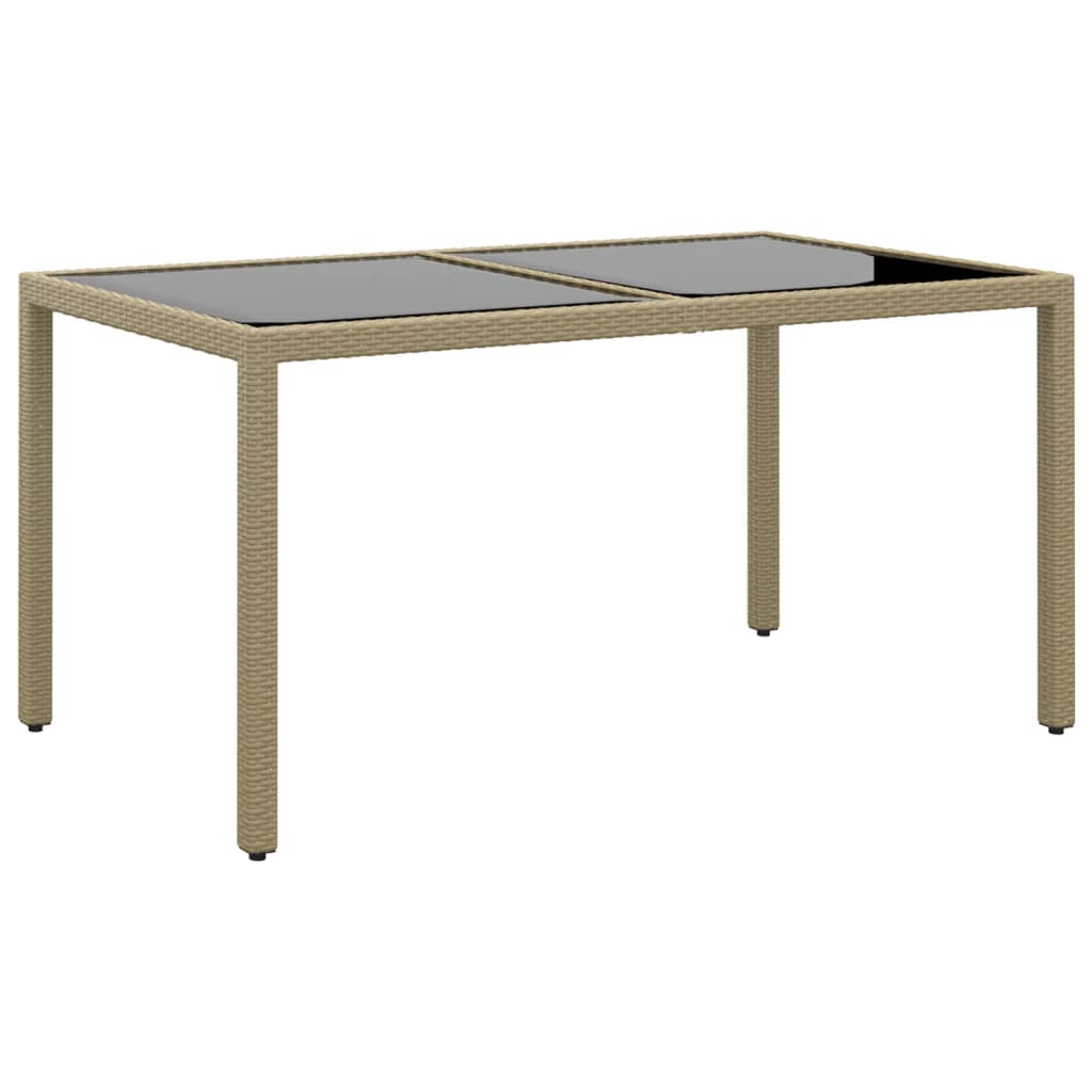 Vetonek Mesa jardín vidrio templado ratán sintético beige 150x90x75 cm