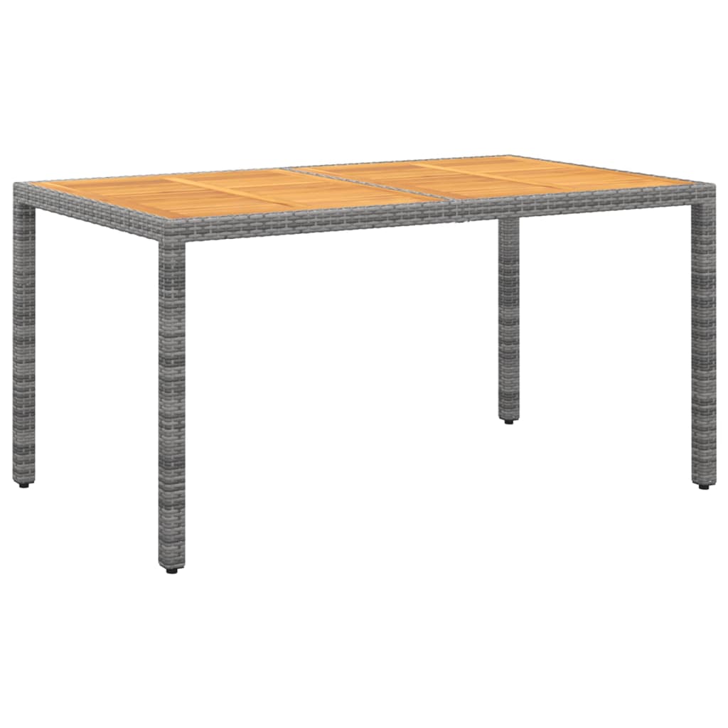 Vetonek Mesa de jardín madera acacia ratán sintético gris 150x90x75 cm