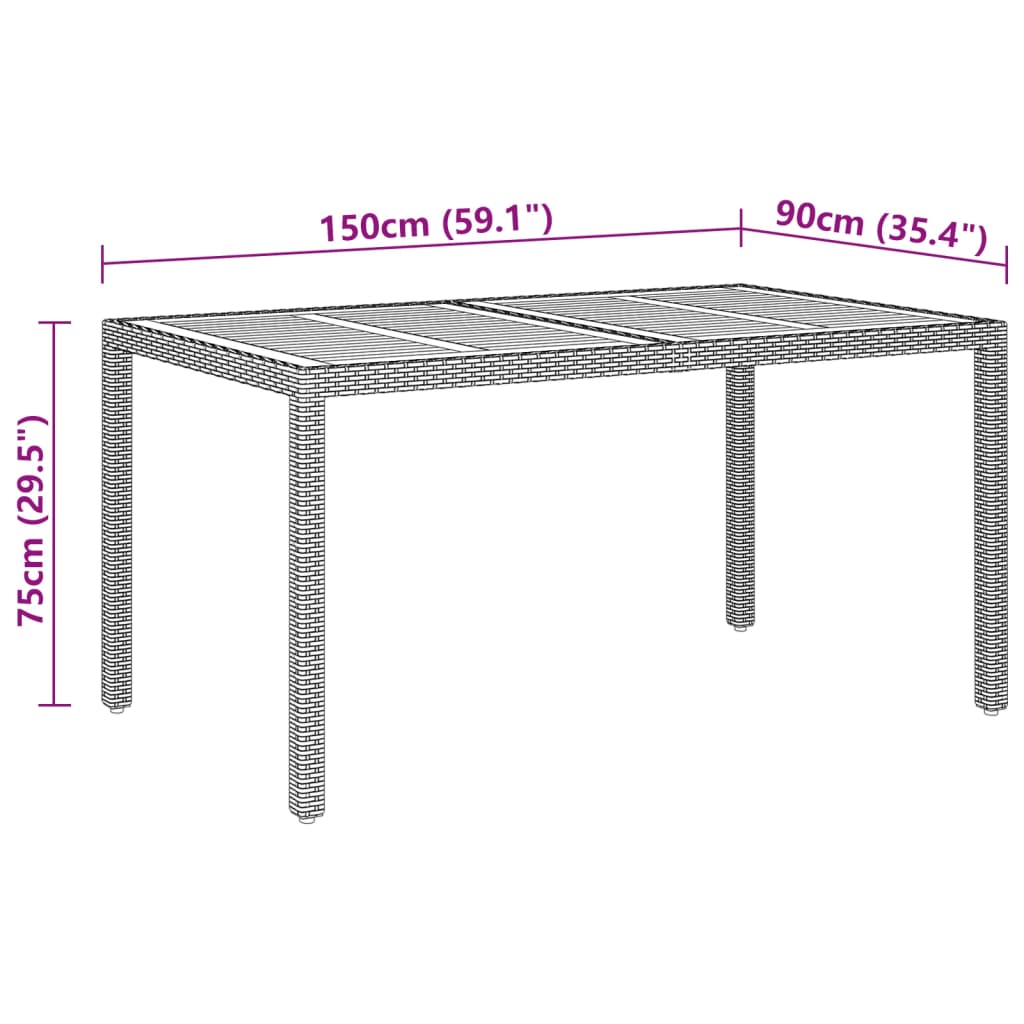 GRADE GROUSE WOOD GARDEN GARDEN TABLE 150x90x75 cm