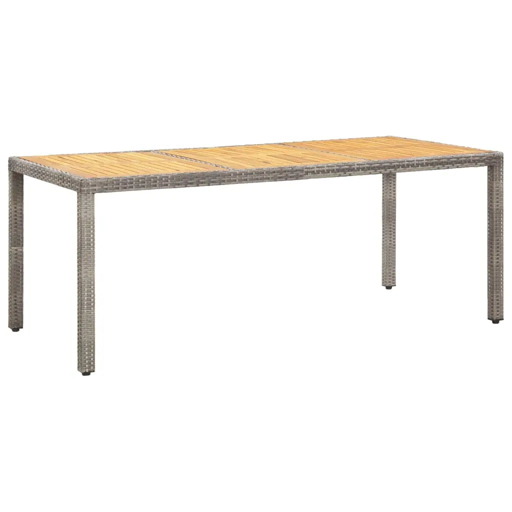 Vetonek Mesa de jardín madera acacia ratán sintético gris 190x90x75 cm