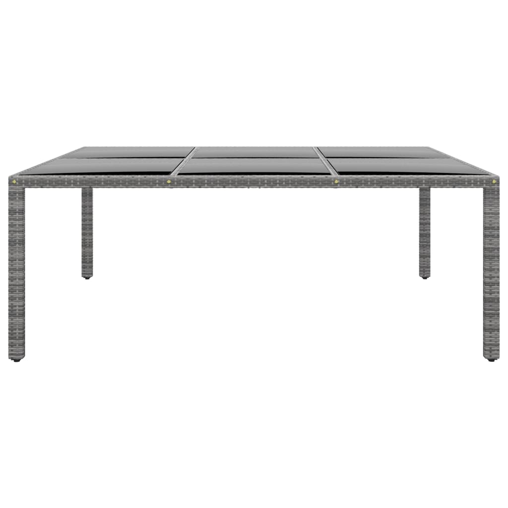 Mesa jardín vidrio templado ratán sintético gris 200x150x75 cm vidaXL