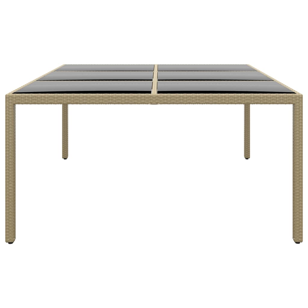 Mesa jardín vidrio templado ratán sintético beige 200x150x75 cm