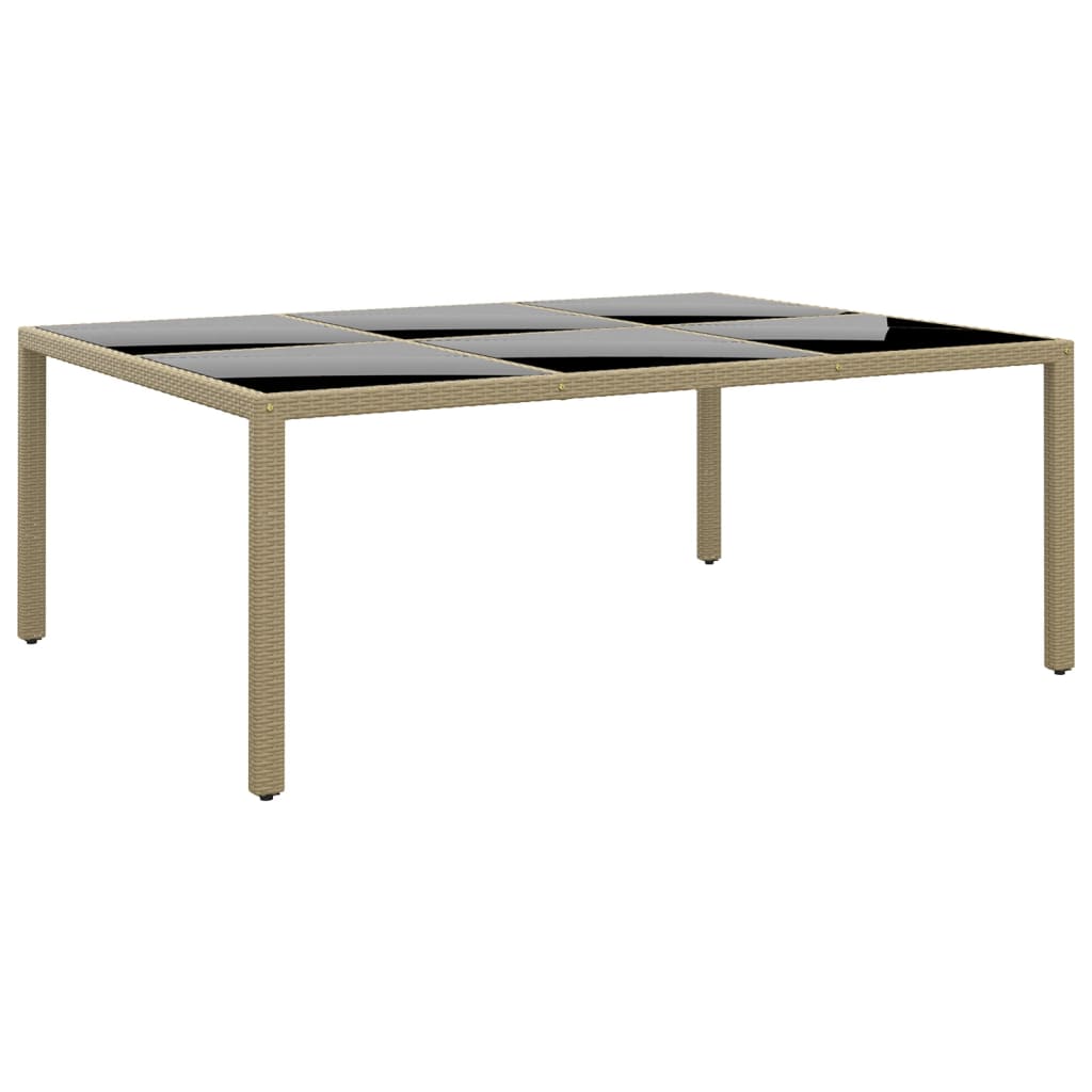 Vetonek Mesa jardín vidrio templado ratán sintético beige 200x150x75 cm