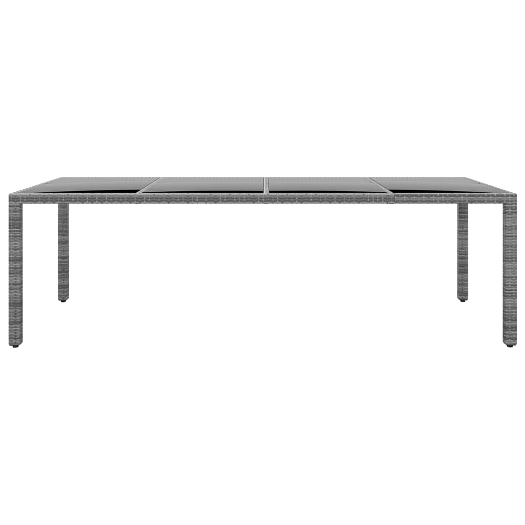 Mesa jardín vidrio templado ratán sintético gris 250x100x75 cm vidaXL