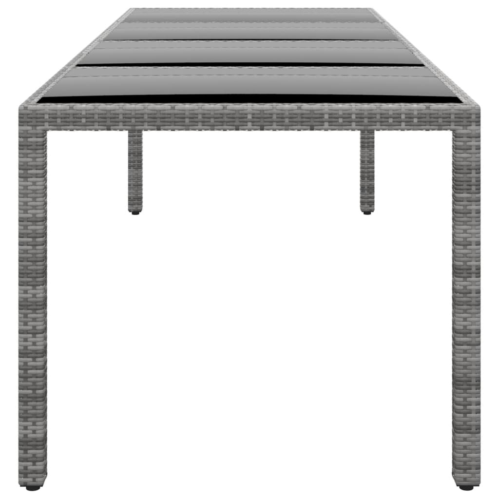 Mesa jardín vidrio templado ratán sintético gris 250x100x75 cm vidaXL