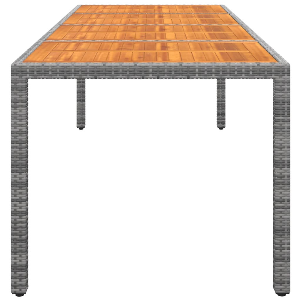 Mesa de jardín ratán PE madera acacia maciza gris 250x100x75 cm