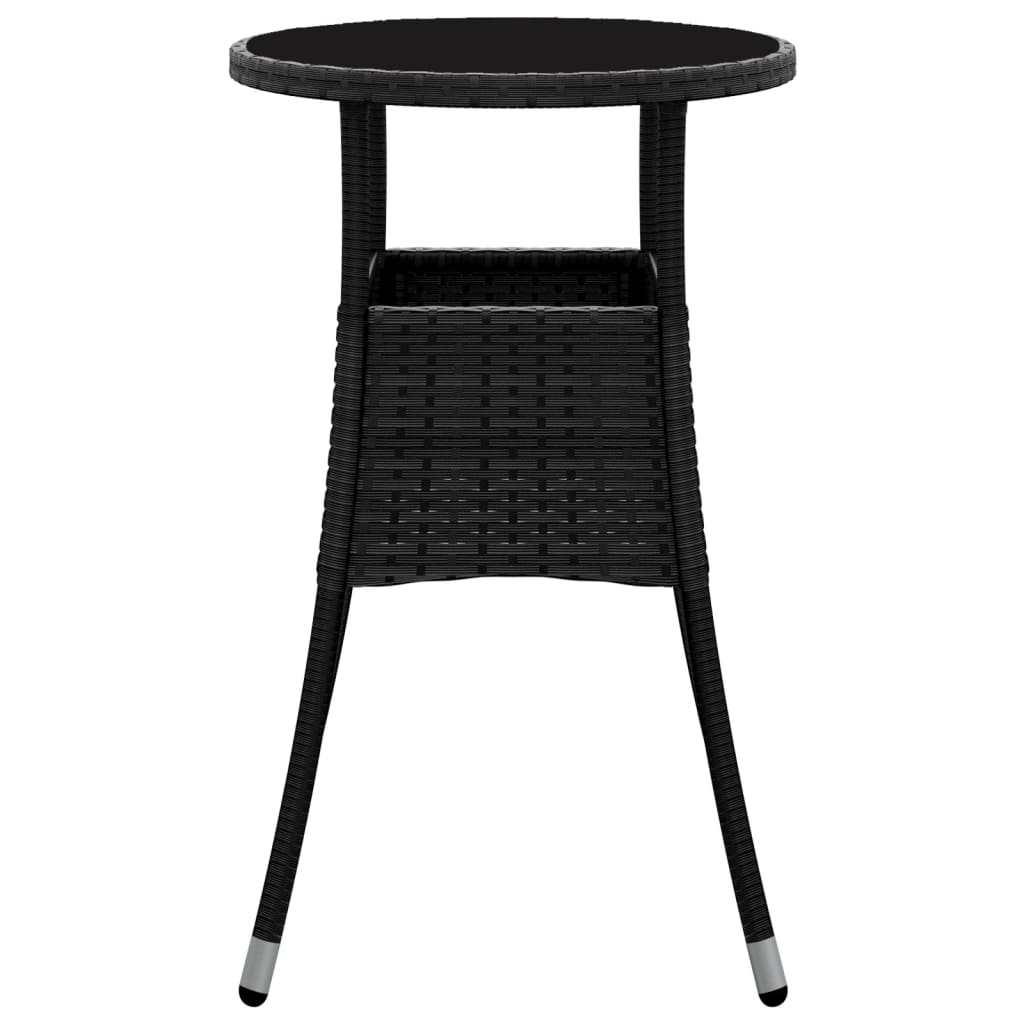 Mesa de jardín vidrio templado ratán sintético negro Ø60x75 cm vidaXL