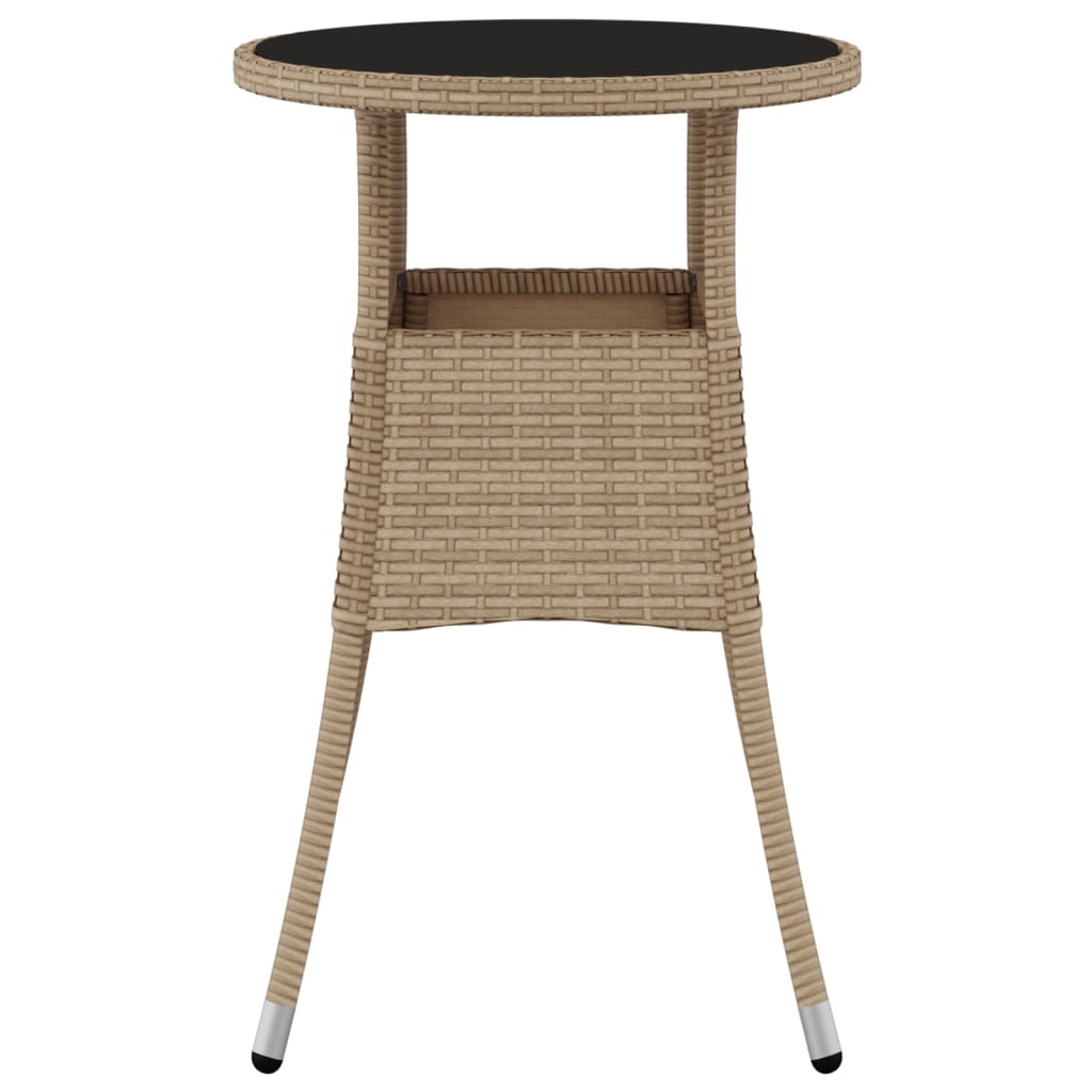 Mesa de jardín vidrio templado ratán sintético beige Ø60x75 cm vidaXL