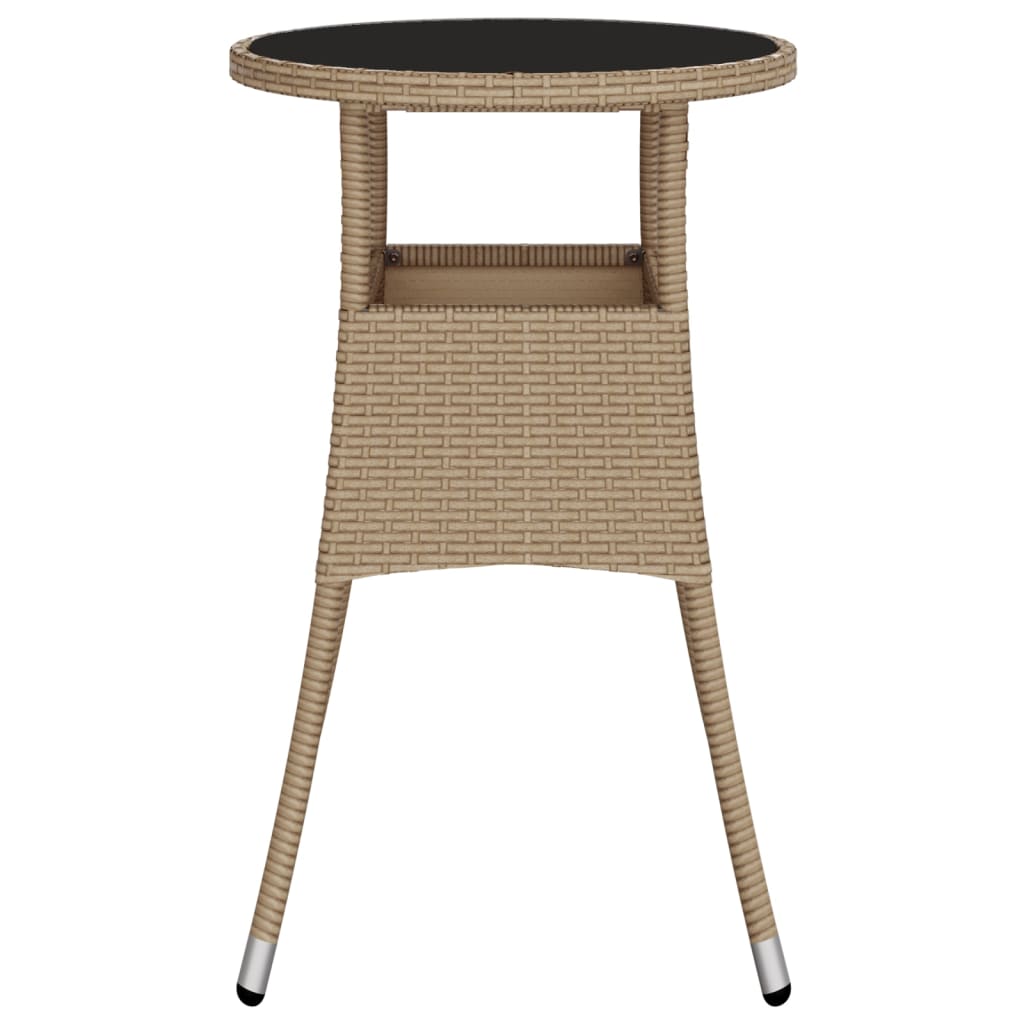 Mesa de jardín vidrio templado ratán sintético beige Ø60x75 cm vidaXL