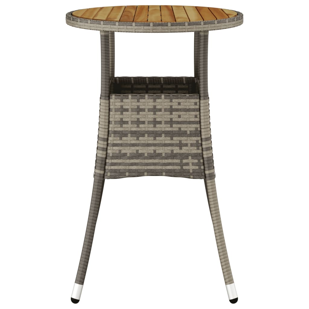 Mesa de jardín madera acacia y ratán sintético gris Ø60x75 cm vidaXL