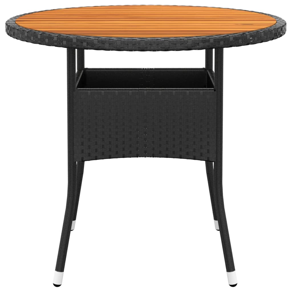 Mesa de jardín madera acacia y ratán sintético negro Ø80x75 cm vidaXL