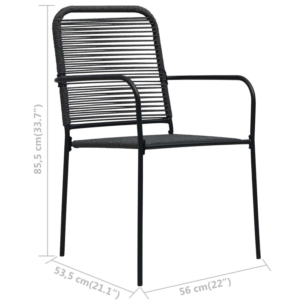 Garden chairs 4 units cotton and black steel rope