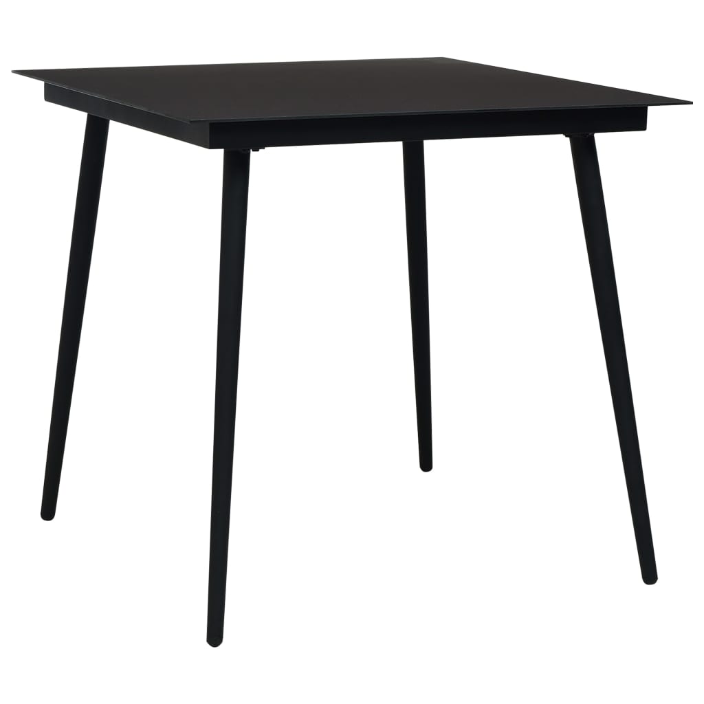 Vetonek Mesa de comedor de jardín acero y vidrio negra 80x80x74 cm 