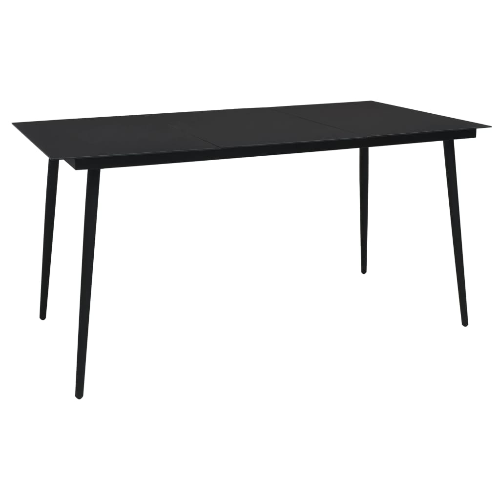 Vetonek Mesa de comedor de jardín acero y vidrio negra 150x80x74 cm