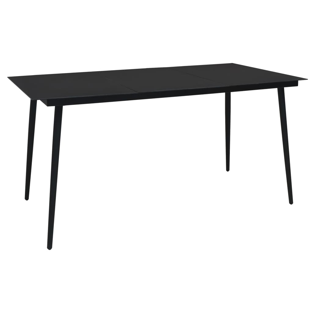 Vetonek Mesa de comedor de jardín acero y vidrio negra 190x90x74 cm