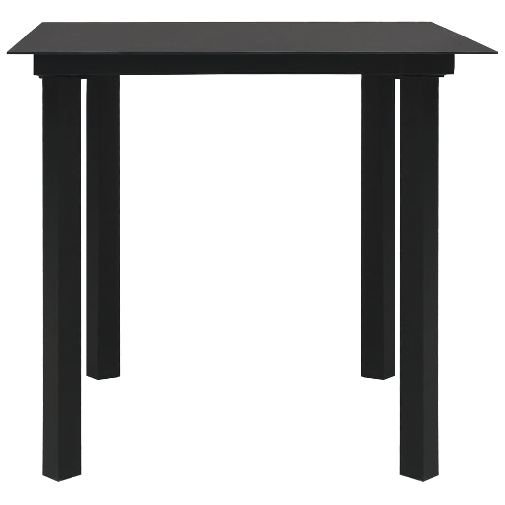 Mesa de comedor de jardín acero y vidrio negra 80x80x74 cm vidaXL