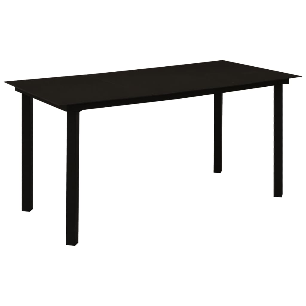 Vetonek Mesa de comedor de jardín acero y vidrio negra 150x80x74 cm