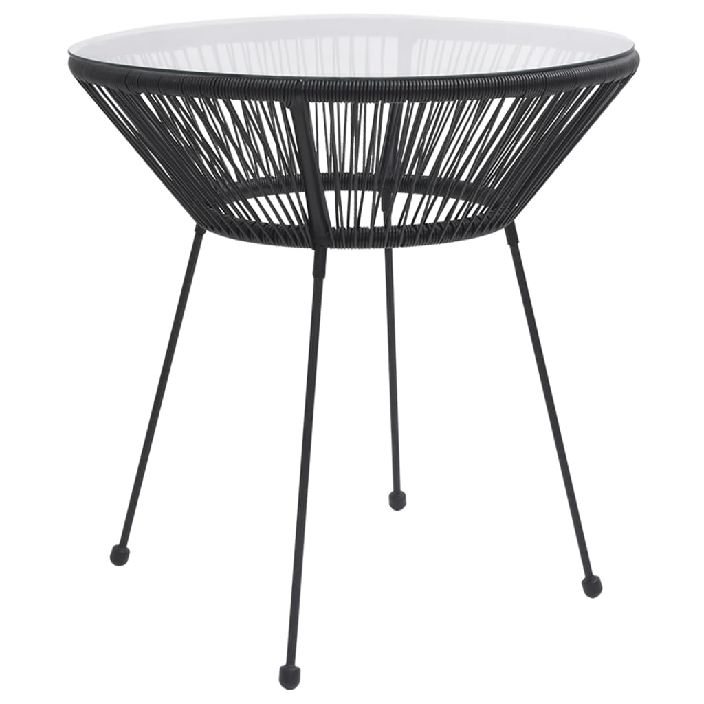 Vetonek Mesa de comedor de jardín acero y vidrio negra Ø70x74 cm