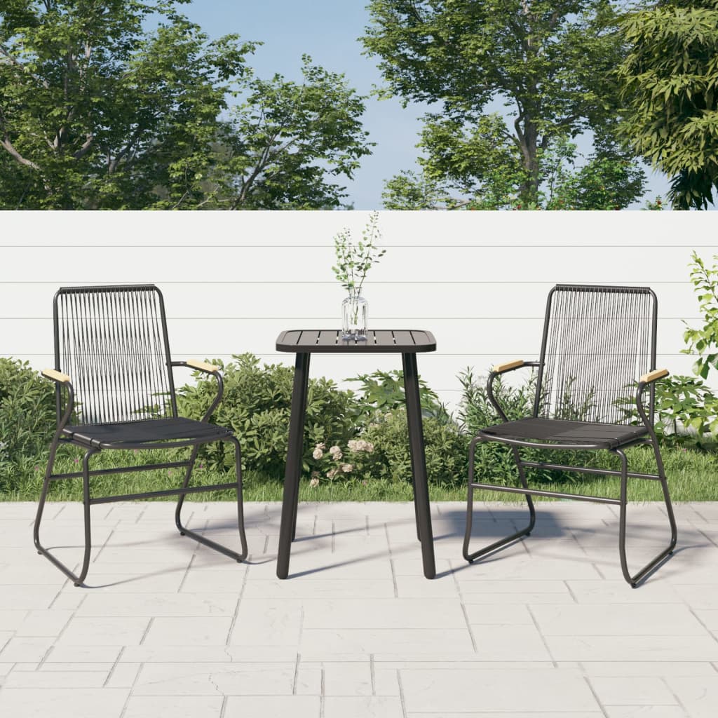 Vetonek Sillas de jardín 2 unidades ratán PVC negro 58x59x85,5 cm