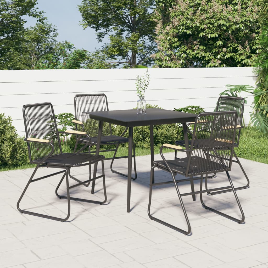 Vetonek Sillas de jardín 4 unidades ratán PVC negro 58x59x85,5 cm