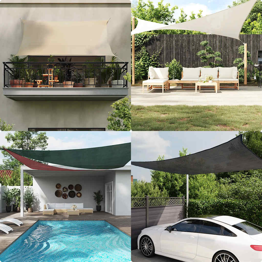 Toldo de vela rectangular HDPE amarillo 160 g/m² 5x7 m