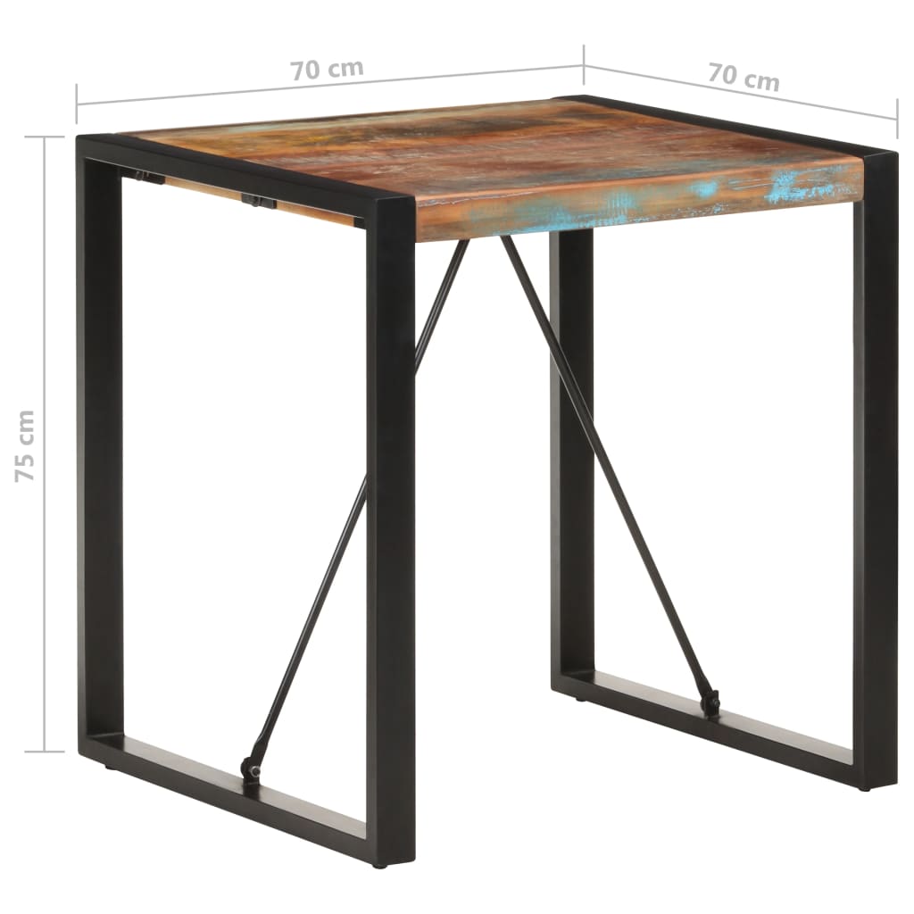 Mesa de comedor de madera maciza reciclada 70x70x75 cm vidaXL