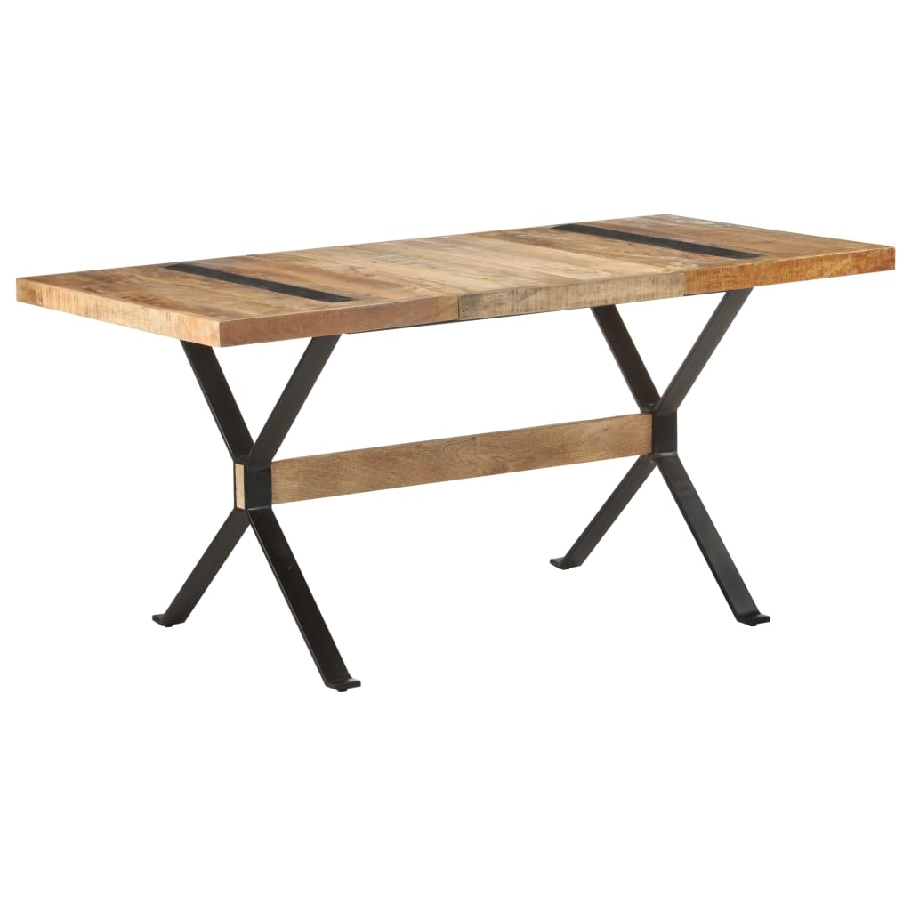 Vetonek Mesa de comedor de madera de mango rugosa 160x80x76 cm