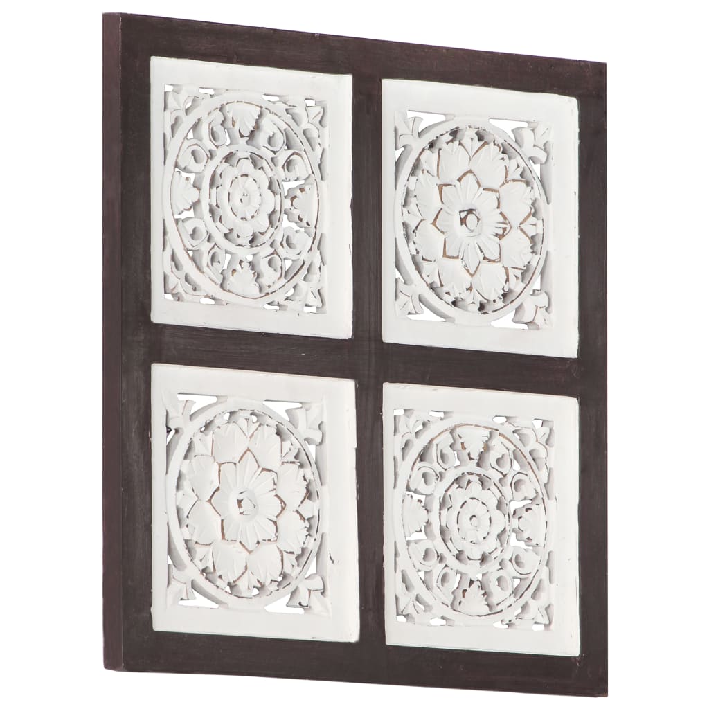 Vetonek Panel de pared tallado a mano MDF marrón y blanco 40x40x1,5 cm