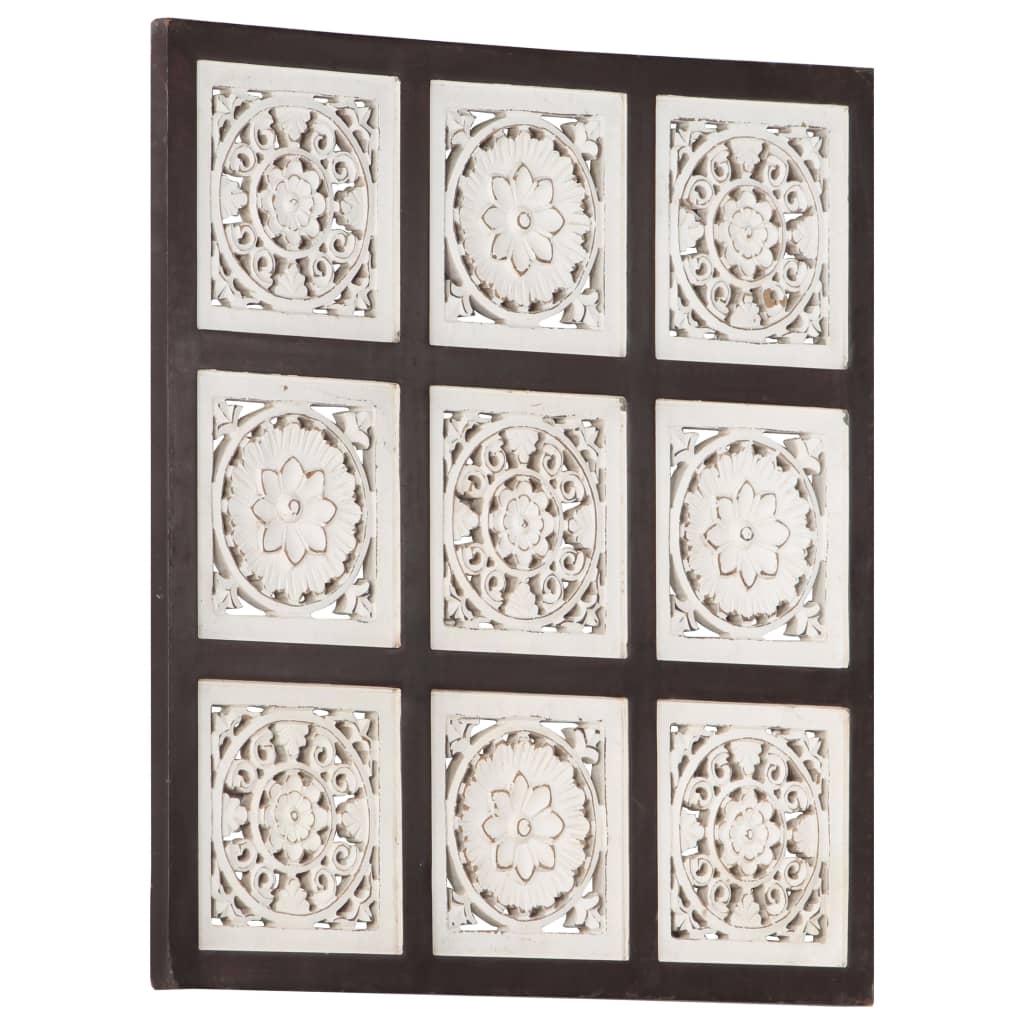 Vetonek Panel de pared tallado a mano MDF marrón y blanco 60x60x1,5 cm