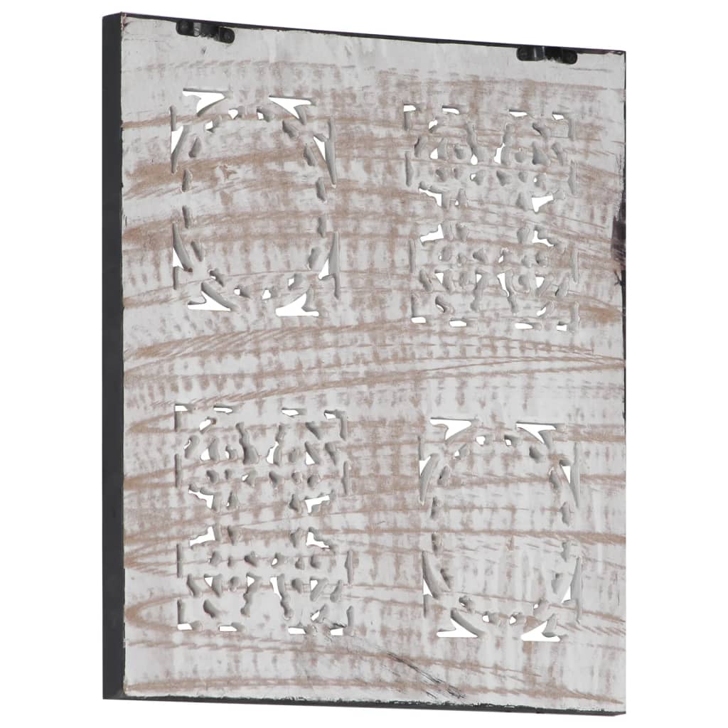 Panel de pared tallado a mano MDF negro y blanco 40x40x1,5 cm