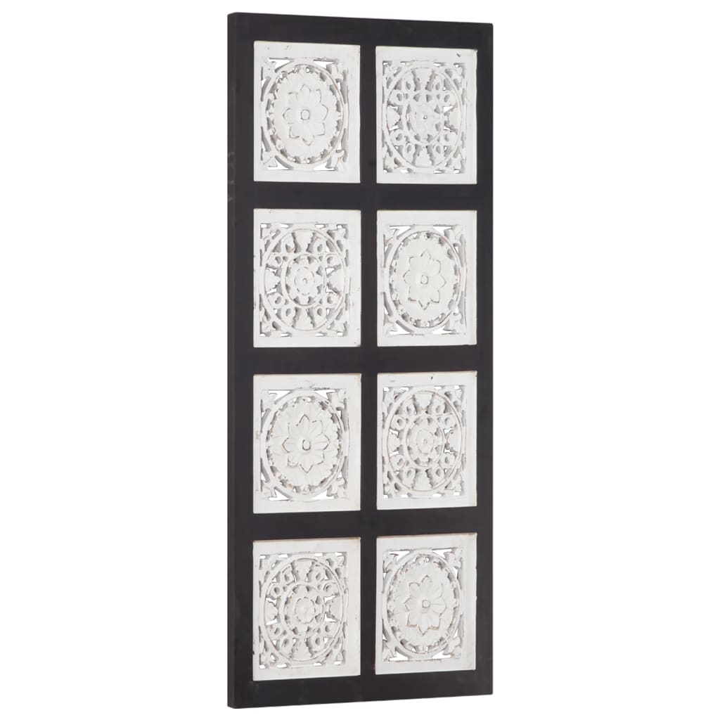 Vetonek Panel de pared tallado a mano MDF negro y blanco 40x80x1,5 cm