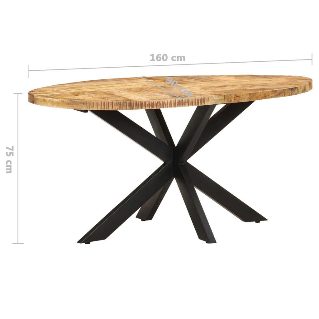 Mesa de comedor de madera de mango rugosa 160x90x75 cm vidaXL