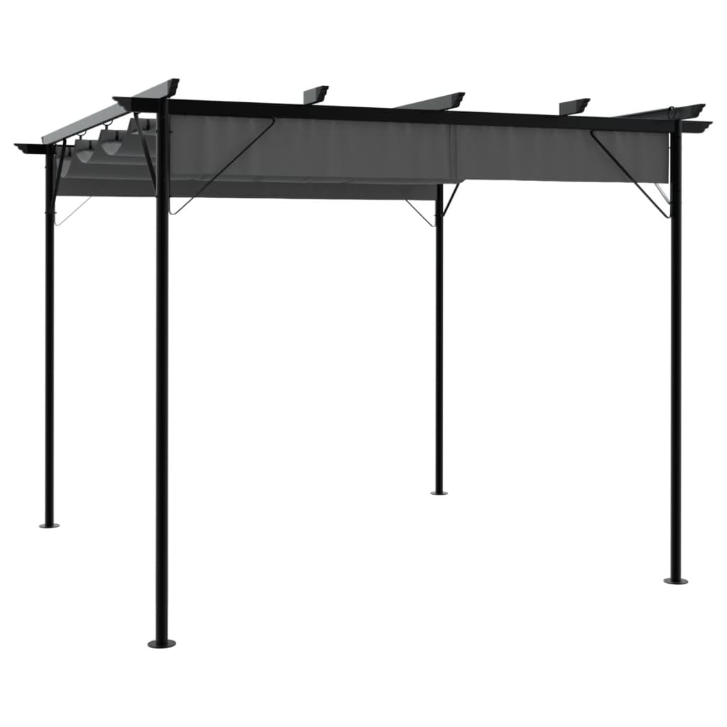 Pérgola con tejado retráctil acero gris antracita 3x3m 180 g/m²