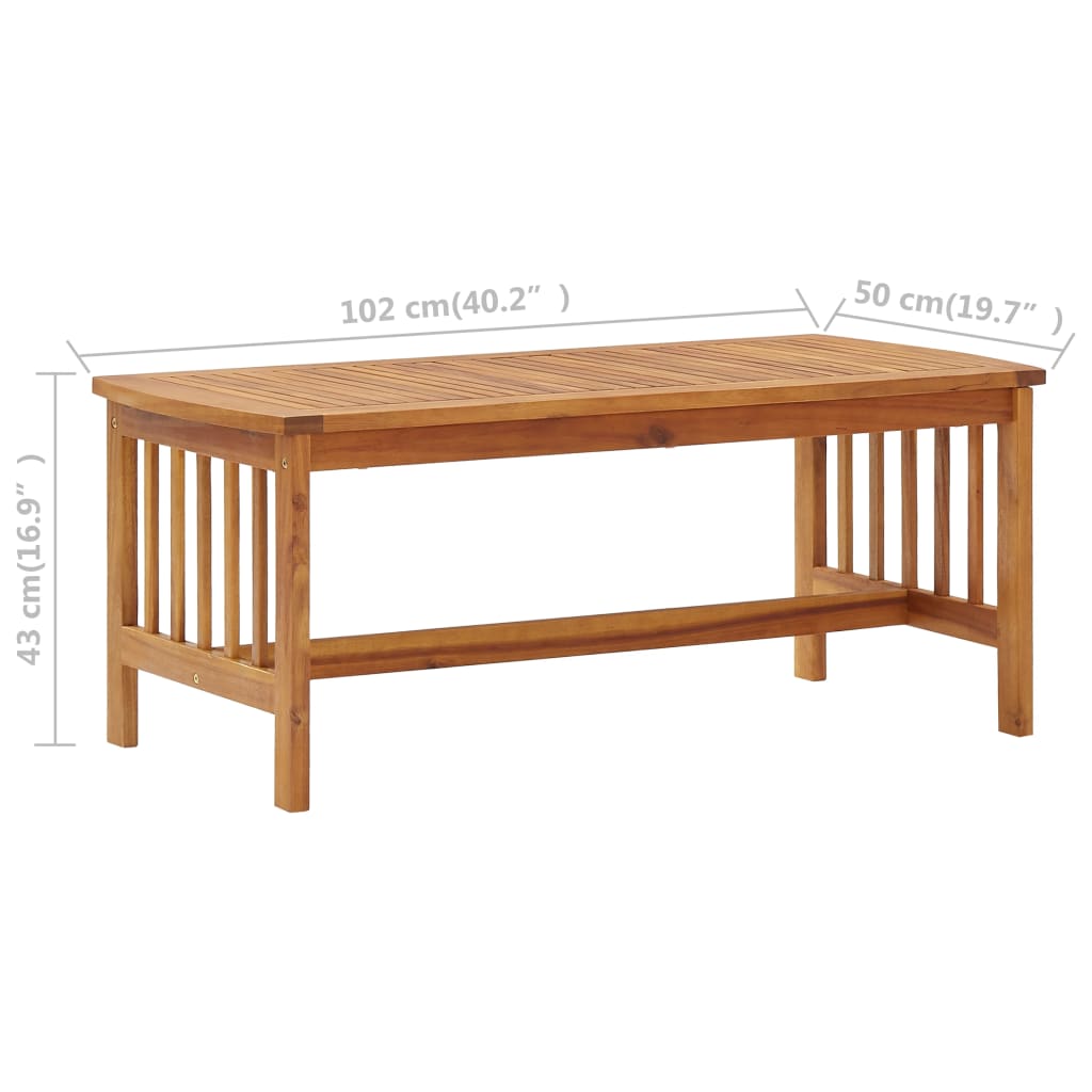 Mesa de centro de madera maciza de acacia 102x50x43 cm