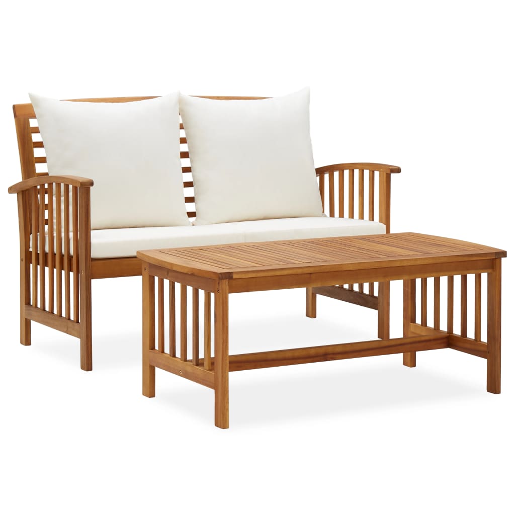 Vetonek Muebles de jardín 2 piezas con cojines madera maciza de acacia 