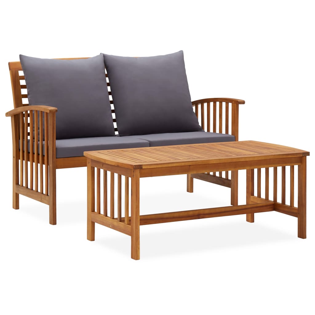 Vetonek Muebles de jardín 2 piezas con cojines madera maciza de acacia 