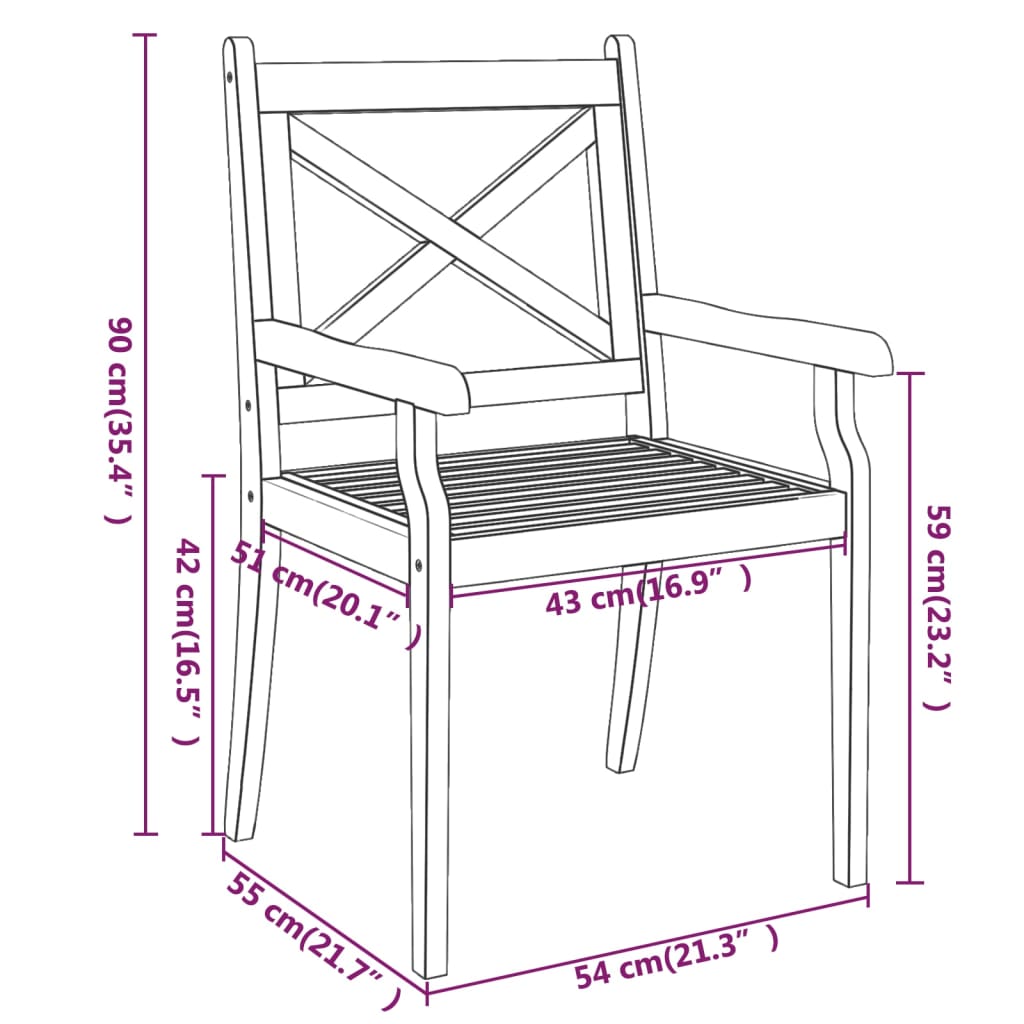 Garden Dining Chairs 3 UDS Maciza Wooden Wooden