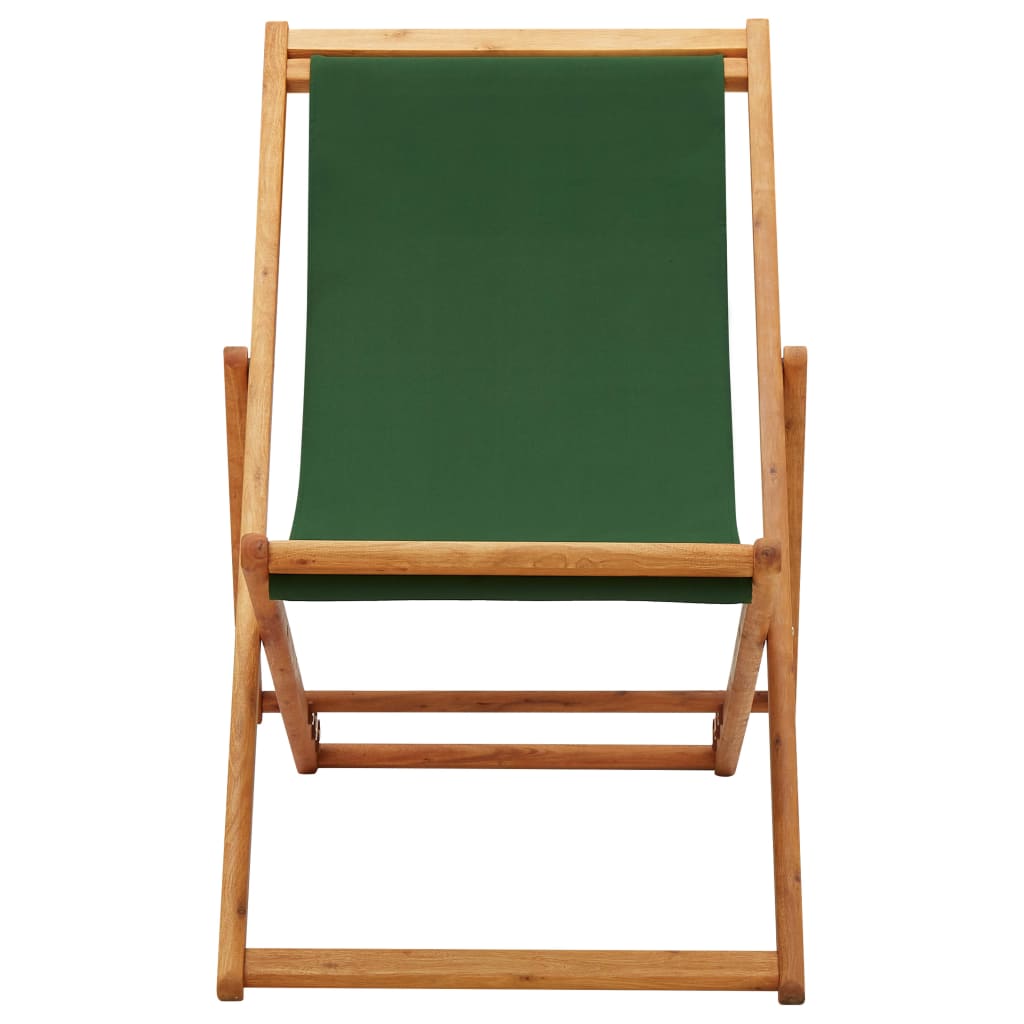 Silla de playa plegable madera de eucalipto y tela verde