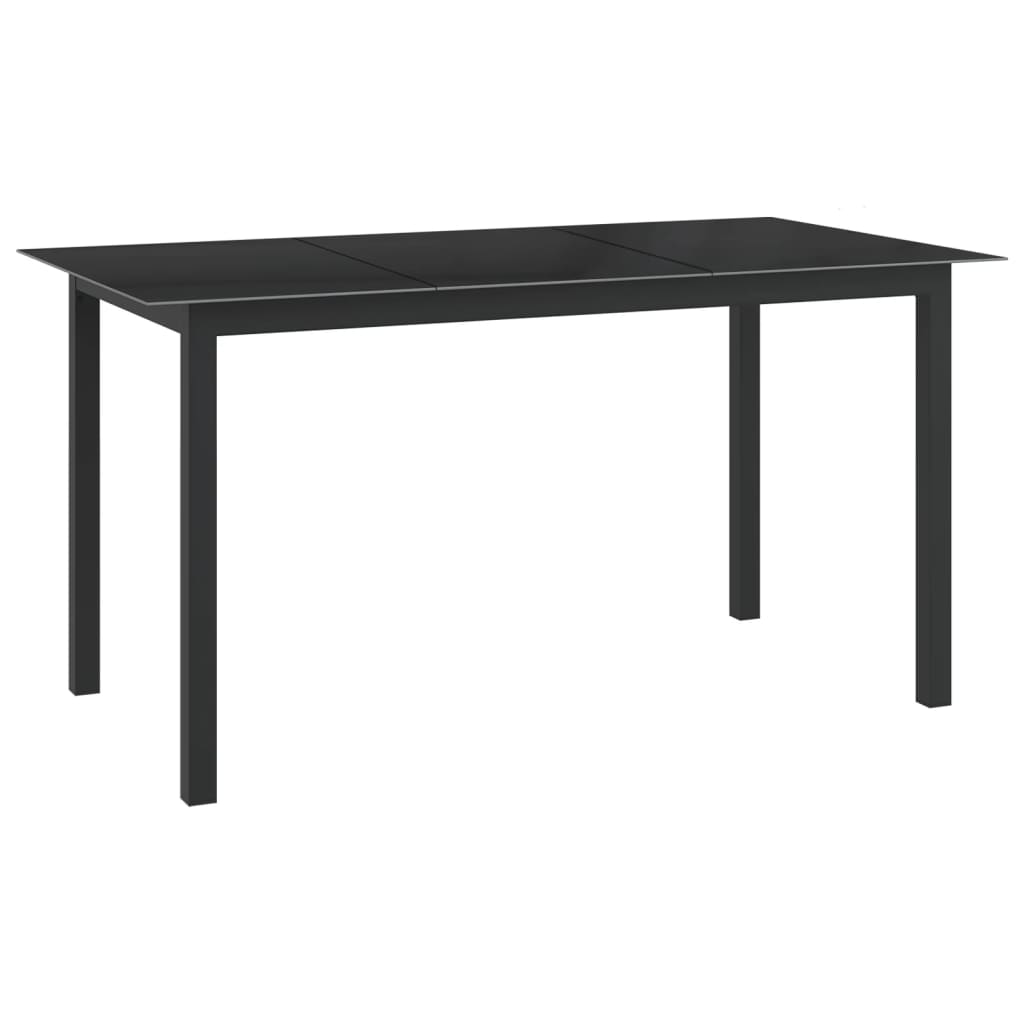 Vetonek Mesa de jardín de aluminio y vidrio negro 150x90x74 cm